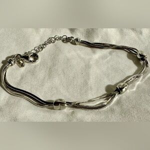 DYADEMA 925 STERLING SILVER THREE STRAND BRACELET 7.5” LOT#138